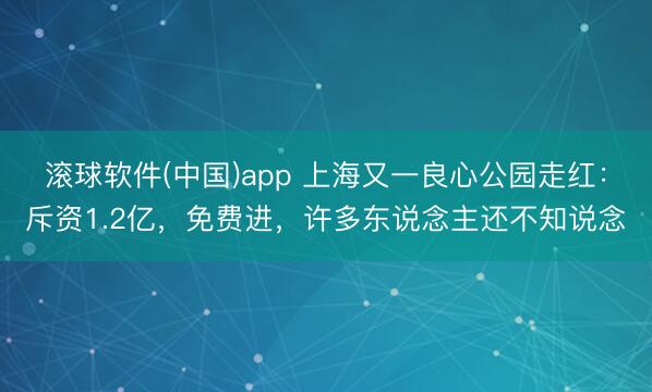 滚球软件(中国)app 上海又一良心公园走红：斥资1.2亿，免费进，许多东说念主还不知说念