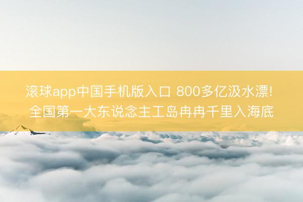 滚球app中国手机版入口 800多亿汲水漂! 全国第一大东说念主工岛冉冉千里入海底