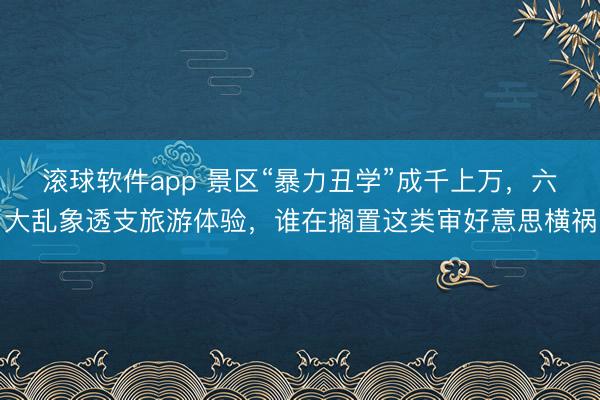 滚球软件app 景区“暴力丑学”成千上万，六大乱象透支旅游体验，谁在搁置这类审好意思横祸