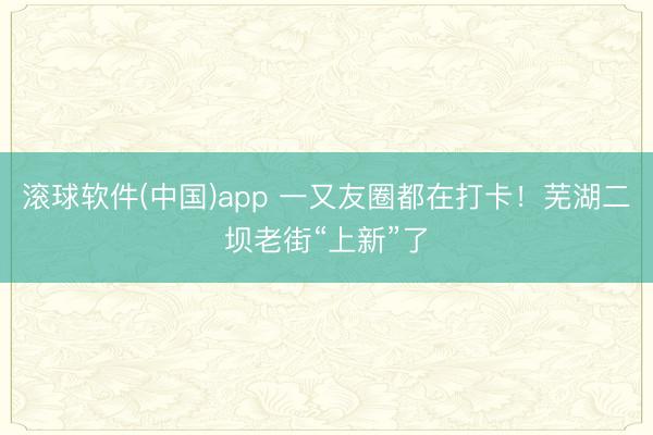 滚球软件(中国)app 一又友圈都在打卡！芜湖二坝老街“上新”了