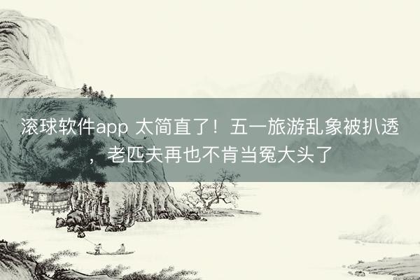 滚球软件app 太简直了！五一旅游乱象被扒透，老匹夫再也不肯当冤大头了