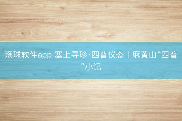滚球软件app 塞上寻珍·四普仪态丨麻黄山“四普”小记