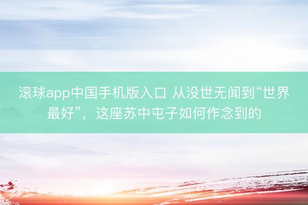 滚球app中国手机版入口 从没世无闻到“世界最好”，这座苏中屯子如何作念到的