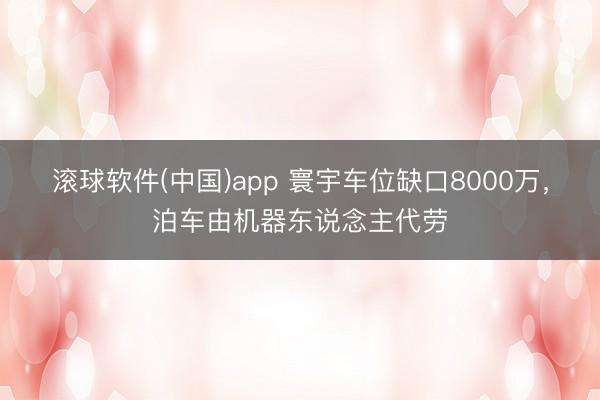 滚球软件(中国)app 寰宇车位缺口8000万，泊车由机器东说念主代劳