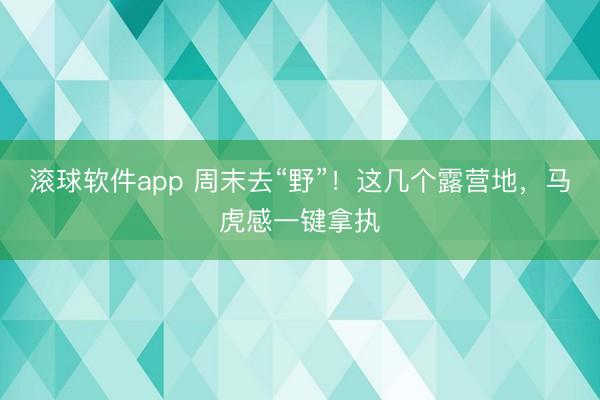 滚球软件app 周末去“野”！这几个露营地，马虎感一键拿执