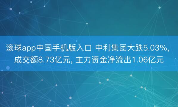 滚球app中国手机版入口 中利集团大跌5.03%， 成交额8.73亿元， 主力资金净流出1.06亿元