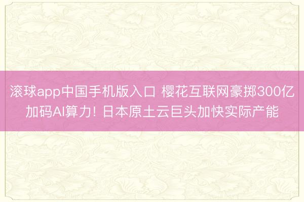 滚球app中国手机版入口 樱花互联网豪掷300亿加码AI算力! 日本原土云巨头加快实际产能