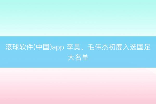 滚球软件(中国)app 李昊、毛伟杰初度入选国足大名单