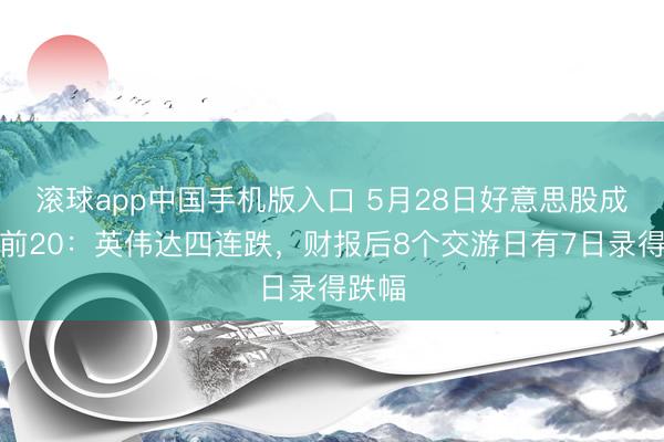 滚球app中国手机版入口 5月28日好意思股成交额前20：英伟达四连跌，财报后8个交游日有7日录得跌幅