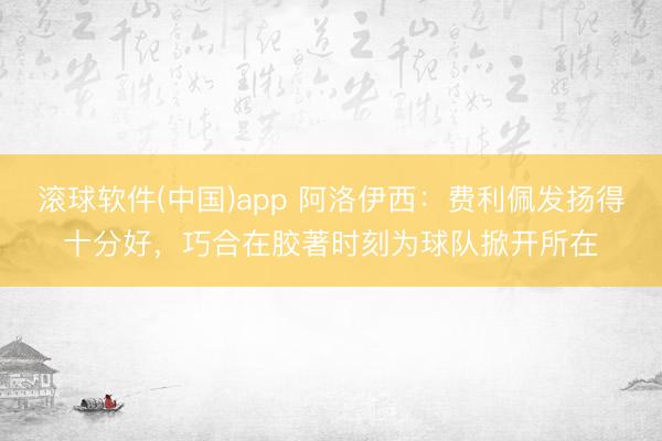 滚球软件(中国)app 阿洛伊西：费利佩发扬得十分好，巧合在胶著时刻为球队掀开所在