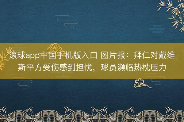 滚球app中国手机版入口 图片报：拜仁对戴维斯平方受伤感到担忧，球员濒临热枕压力