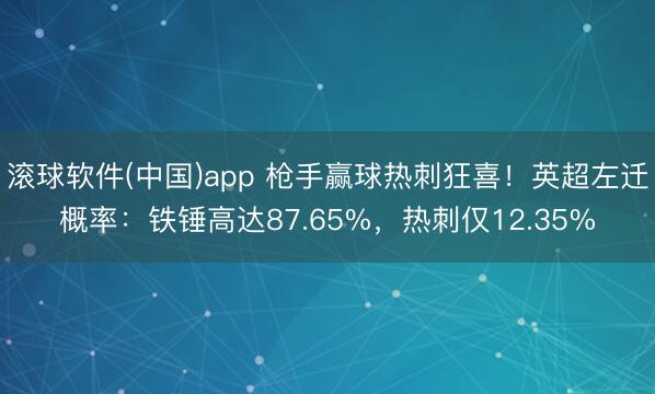 滚球软件(中国)app 枪手赢球热刺狂喜！英超左迁概率：铁锤高达87.65%，热刺仅12.35%