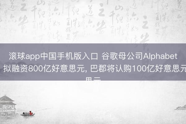 滚球app中国手机版入口 谷歌母公司Alphabet， 拟融资800亿好意思元， 巴郡将认购100亿好意思元
