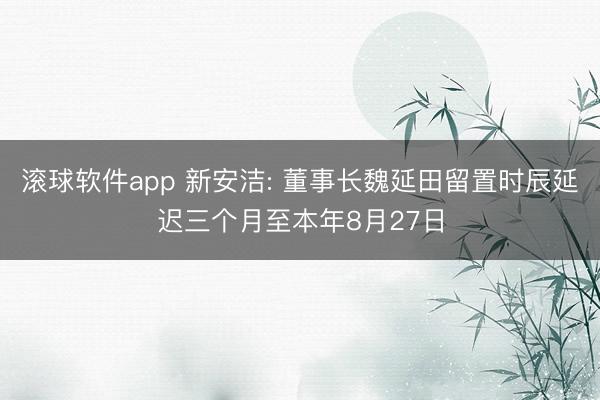 滚球软件app 新安洁: 董事长魏延田留置时辰延迟三个月至本年8月27日