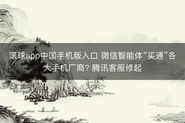 滚球app中国手机版入口 微信智能体“买通”各大手机厂商? 腾讯客服修起