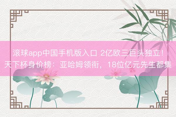 滚球app中国手机版入口 2亿欧三巨头独立！天下杯身价榜：亚哈姆领衔，18位亿元先生都集