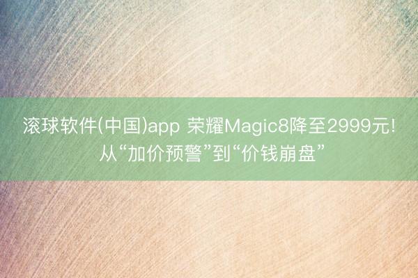 滚球软件(中国)app 荣耀Magic8降至2999元! 从“加价预警”到“价钱崩盘”