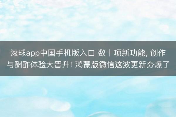 滚球app中国手机版入口 数十项新功能， 创作与酬酢体验大晋升! 鸿蒙版微信这波更新夯爆了