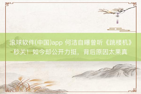 滚球软件(中国)app 何洁自曝曾听《跳楼机》秒关!如今却公开力挺,背后原因太果真