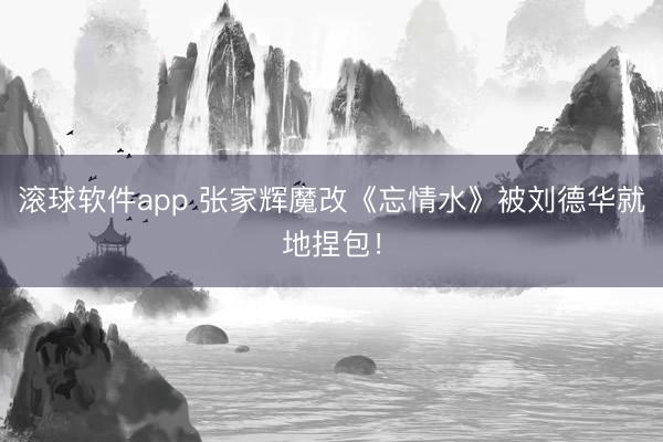 滚球软件app 张家辉魔改《忘情水》被刘德华就地捏包！