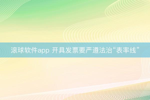 滚球软件app 开具发票要严遵法治“表率线”