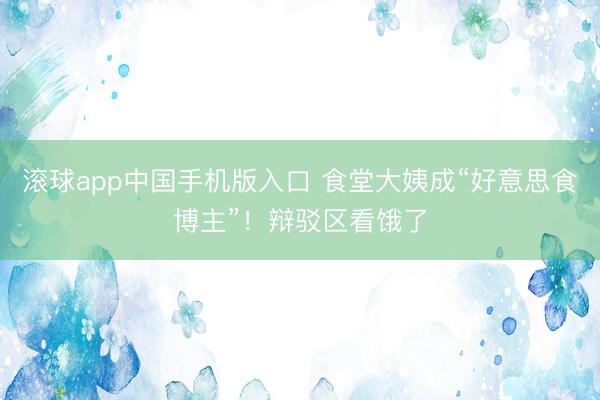 滚球app中国手机版入口 食堂大姨成“好意思食博主”！辩驳区看饿了