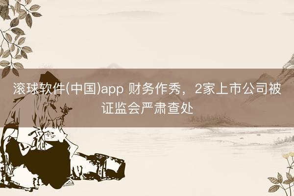 滚球软件(中国)app 财务作秀，2家上市公司被证监会严肃查处