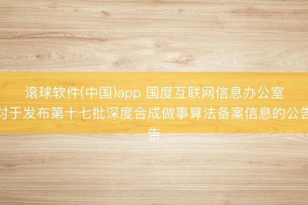 滚球软件(中国)app 国度互联网信息办公室对于发布第十七批深度合成做事算法备案信息的公告