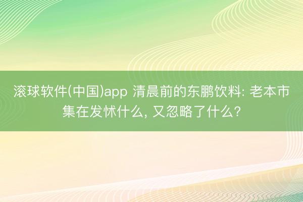 滚球软件(中国)app 清晨前的东鹏饮料: 老本市集在发怵什么， 又忽略了什么?