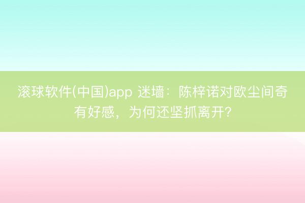 滚球软件(中国)app 迷墙:陈梓诺对欧尘间奇有好感,为何还坚抓离开?