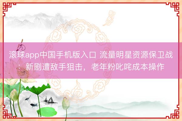 滚球app中国手机版入口 流量明星资源保卫战:新剧遭敌手狙击,老年粉叱咤成本操作